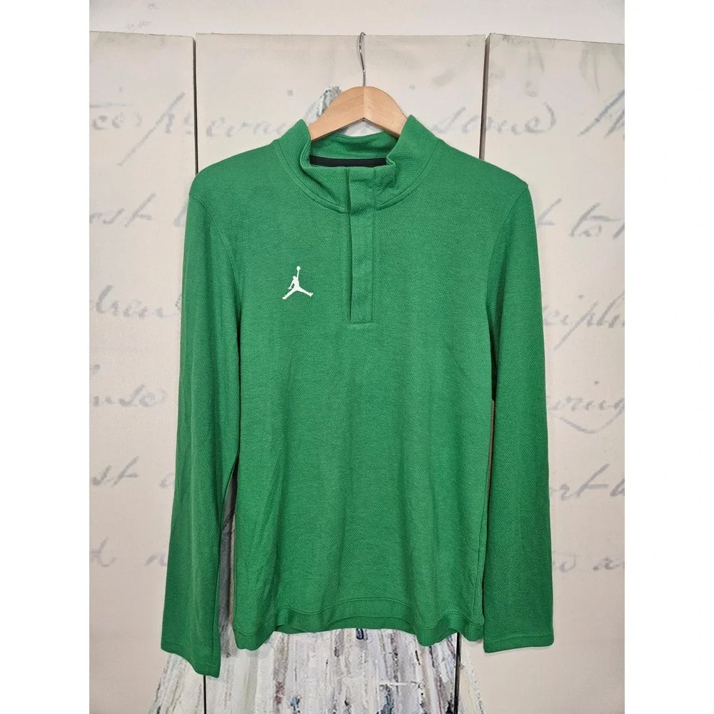 NWT Jordan Training Quarter Snap‎ Pullover Green Long Sleeve DQ7913-377 Size S